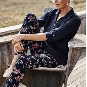 TALL JJILL NWT Navy Blue Floral Leggings Size 14TallTALL TALL TALL